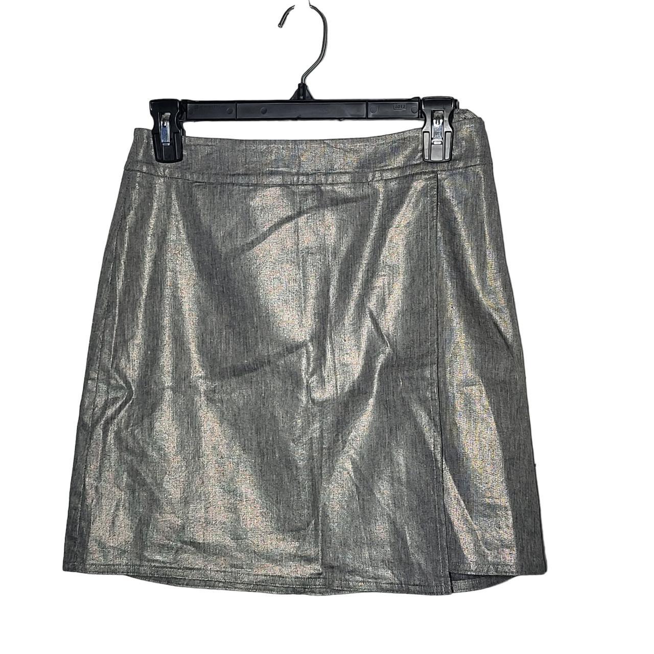 Eileen Fisher Silver Glimmer Linen Skirt Women's... - Depop