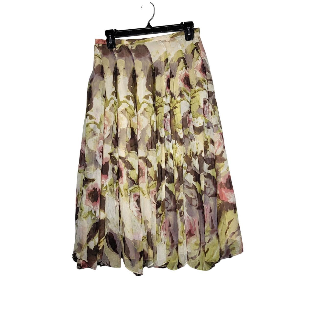 Coldwater Creek Silk Pleated Floral Skirt Women S Depop