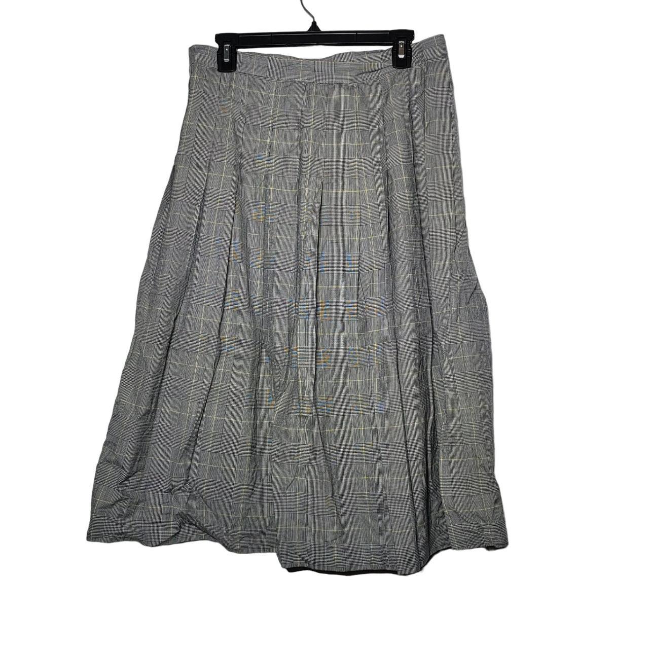 Jos. A. Bank 100% Wool Pleated Plaid Skirt Size: 14... - Depop