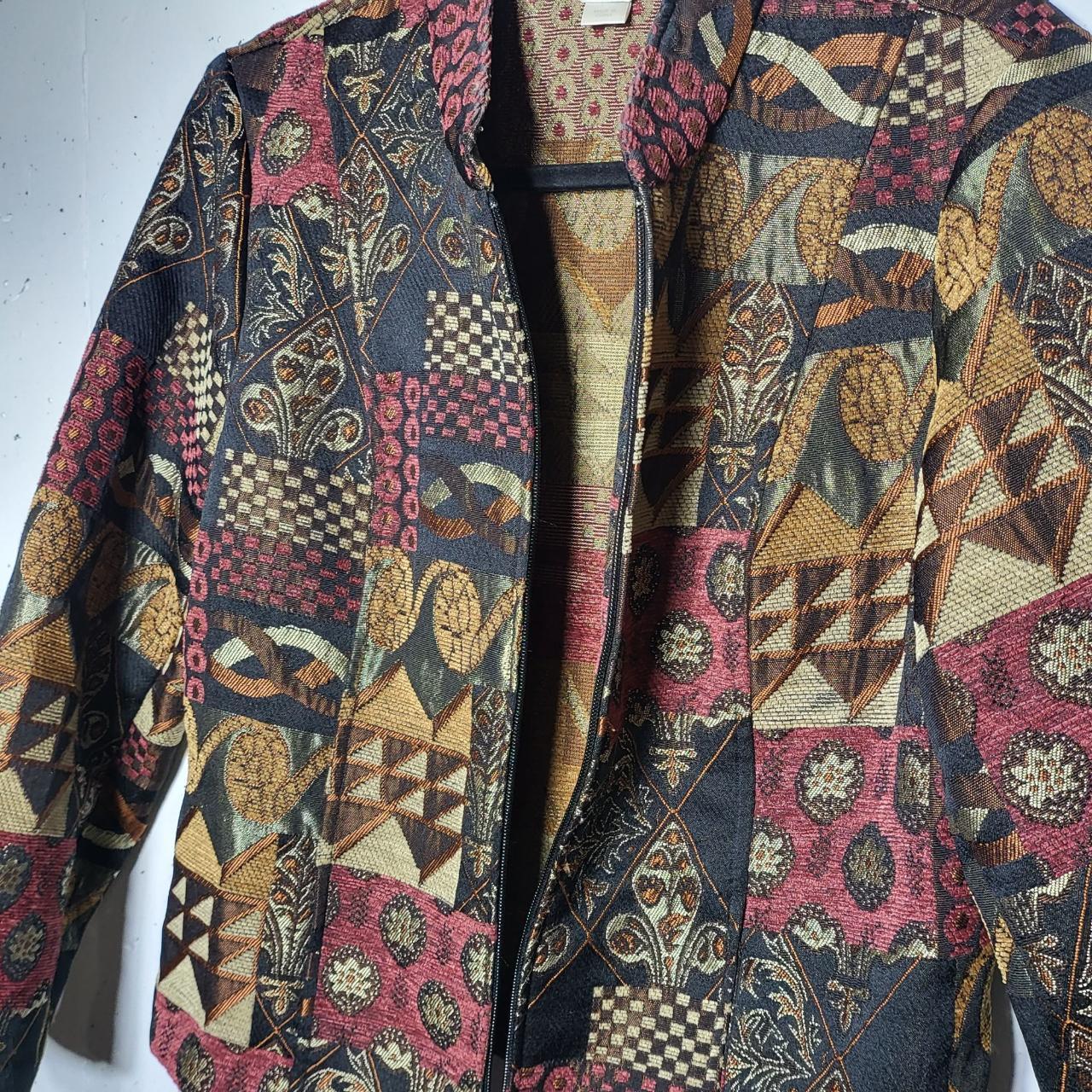 Christopher & Banks Women's Tapestry Full Zip Blazer... - Depop