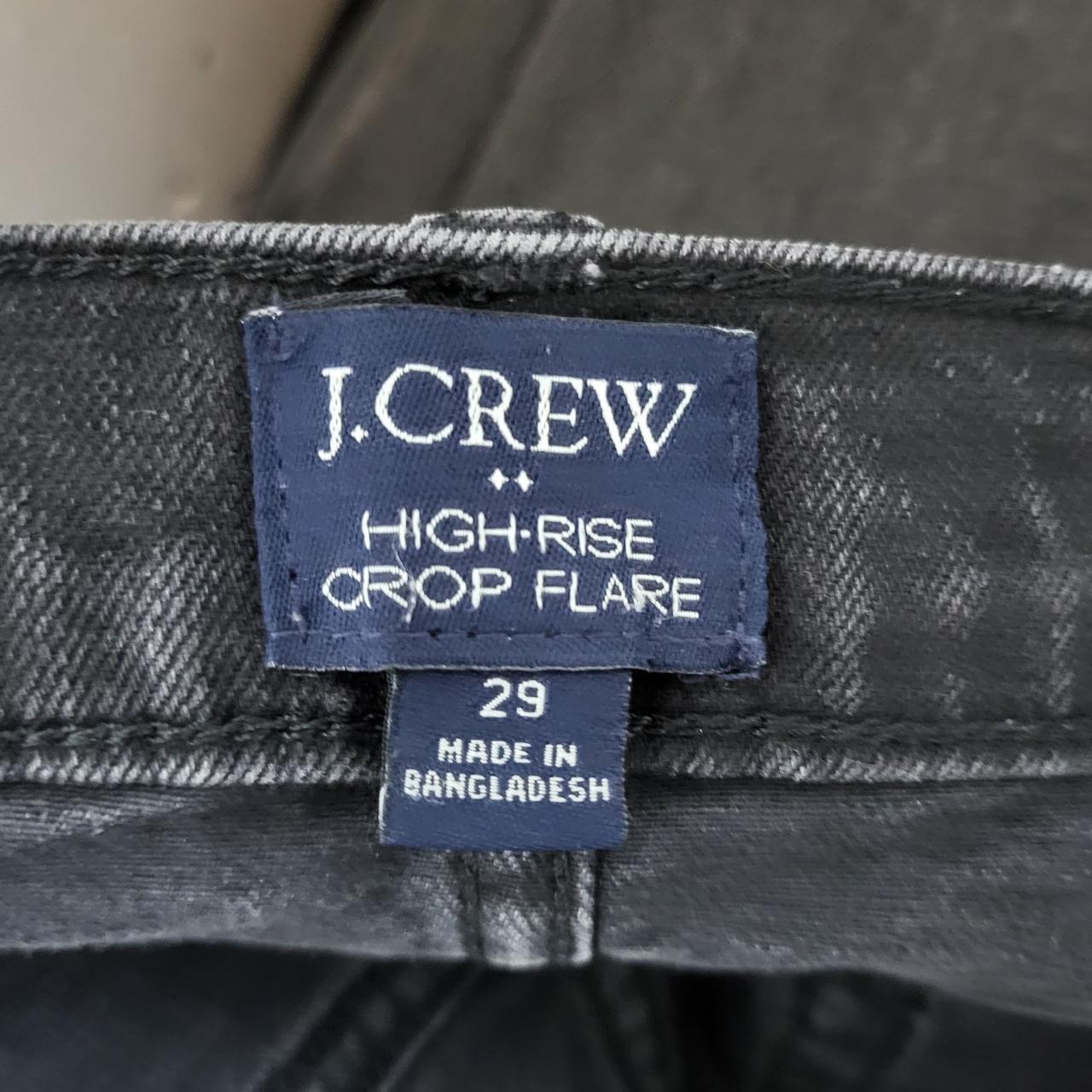 J Crew Women's High Rise Crop Flare Black Denim... - Depop