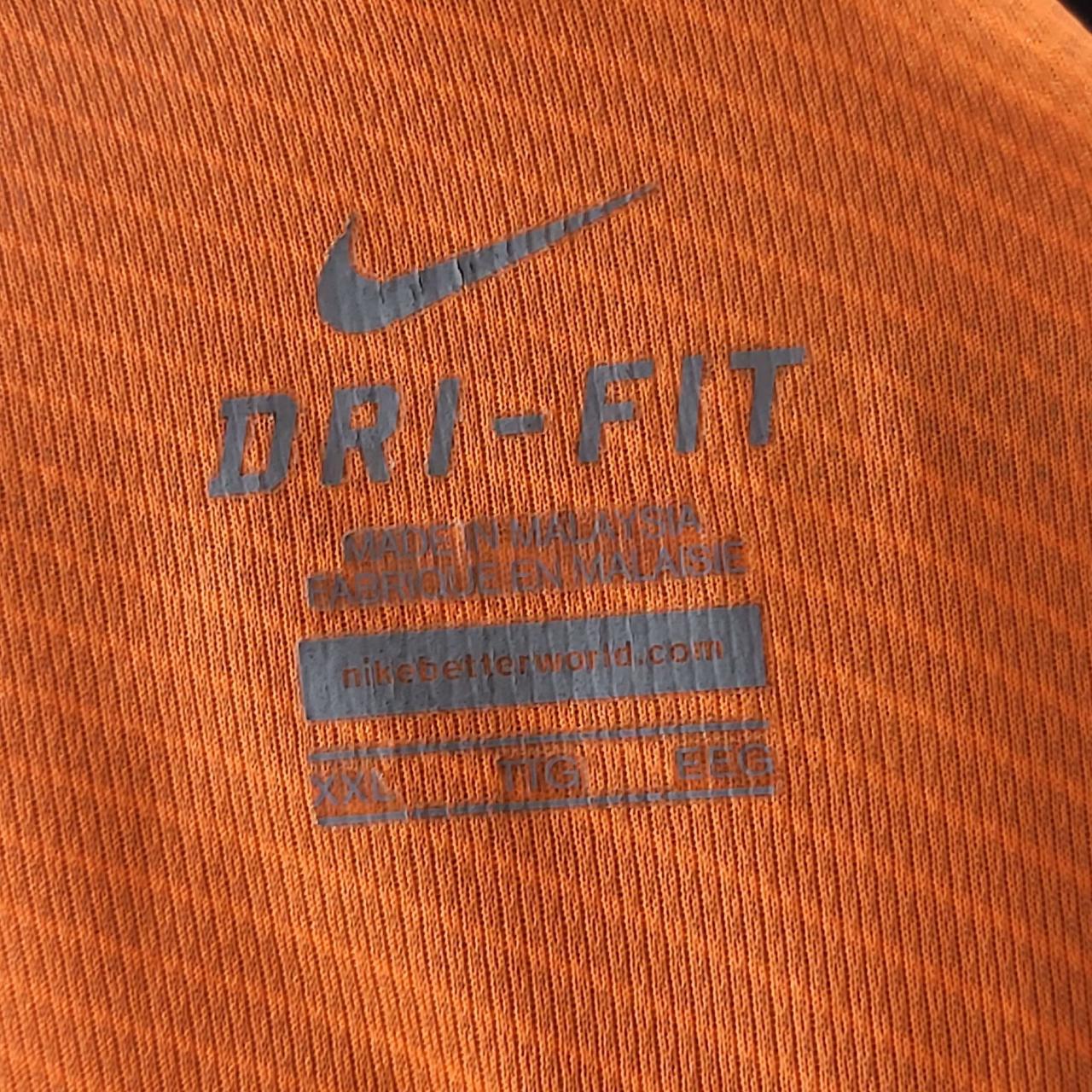 Nike Mens Running Dri Fit Orange Striped Long Sleeve... - Depop