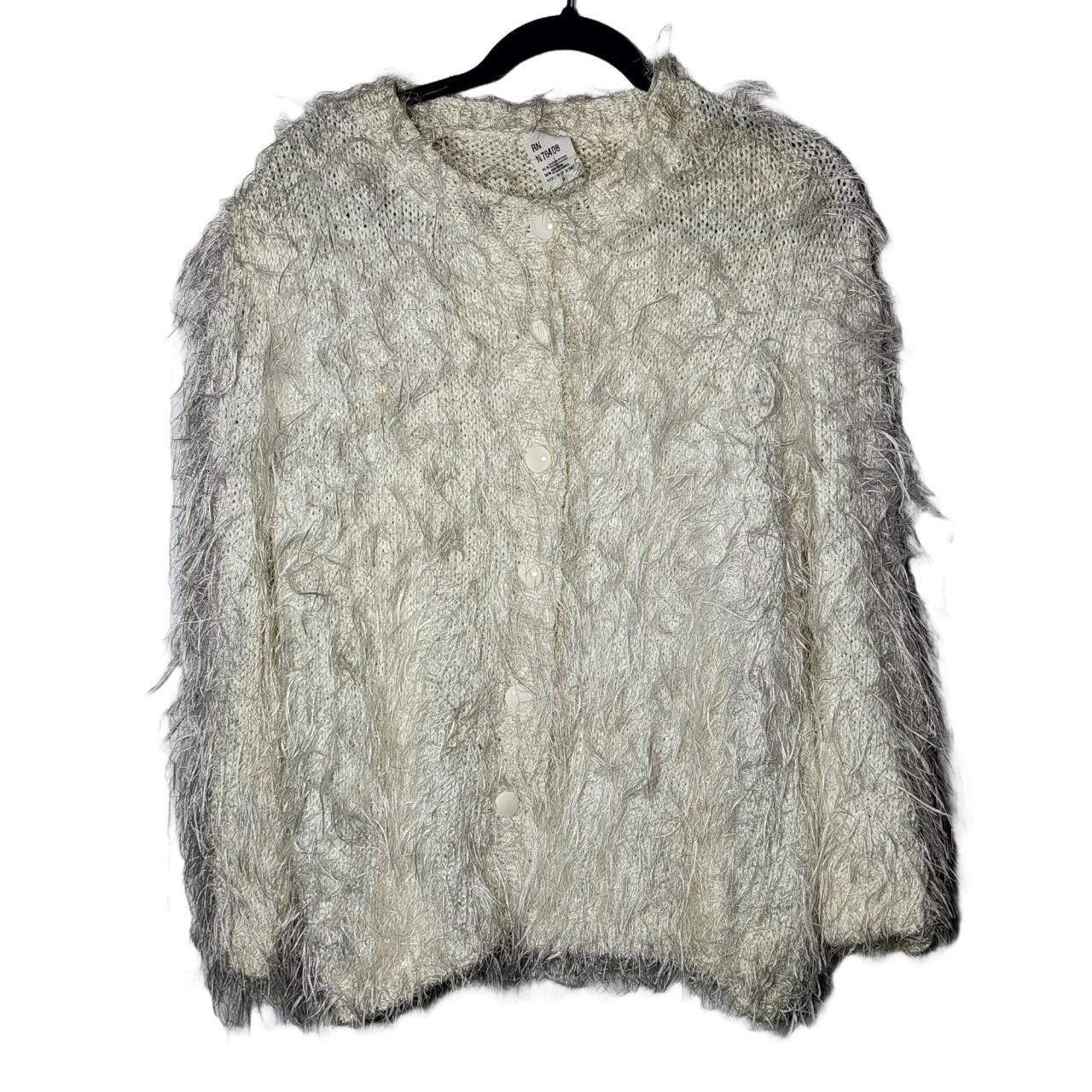 White shaggy outlet cardigan