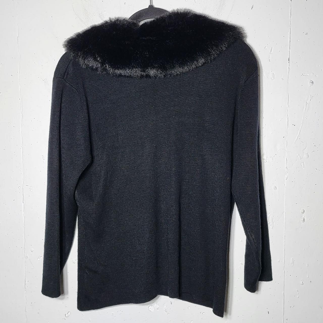 Kathy Ireland Womens Black Wool Blend Faux Fur... - Depop