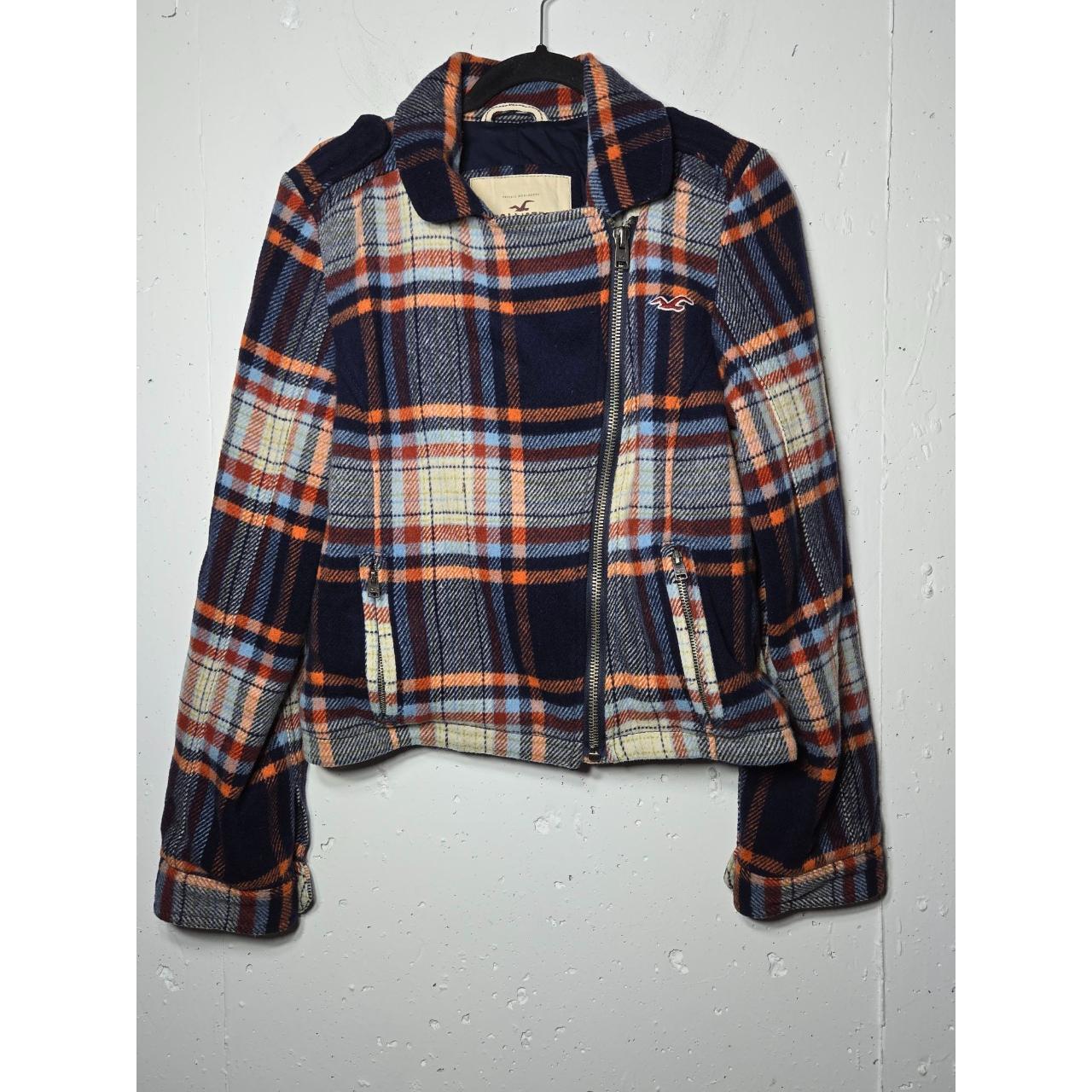 Hollister Womens Multicolor Wool Blend Plaid Moto... - Depop