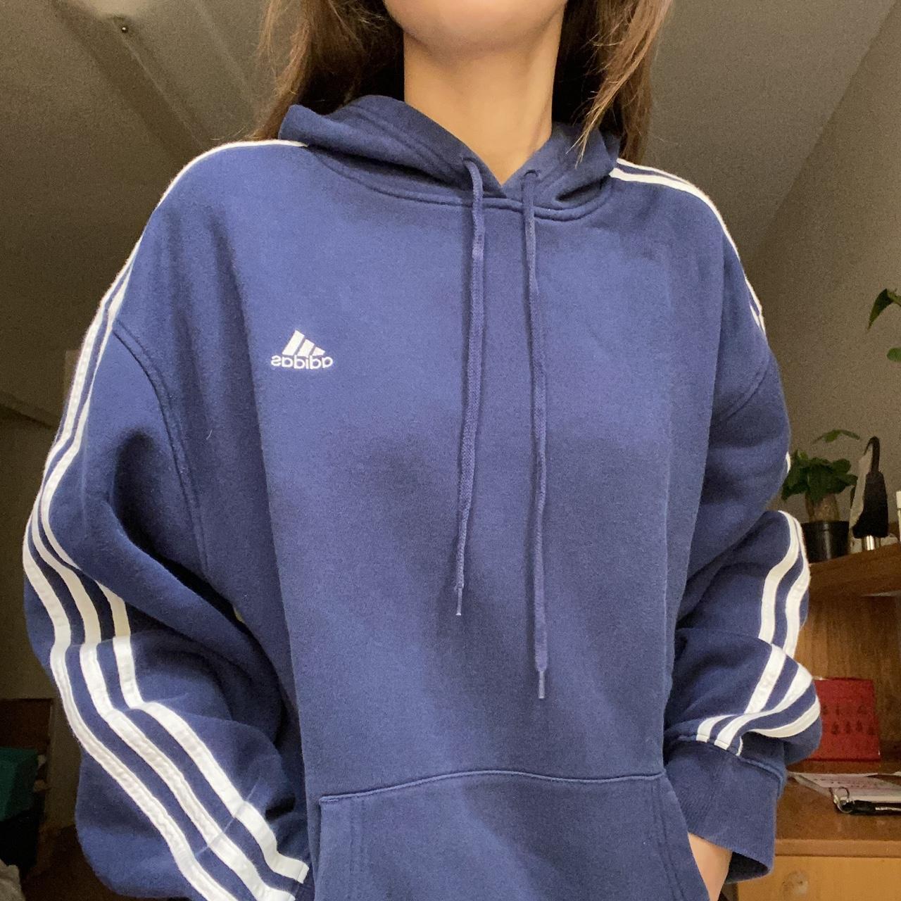 Adidas Men's Blue and White Hoodie | Depop