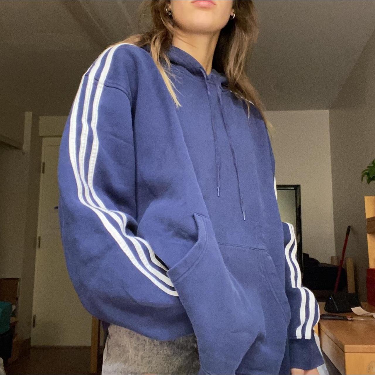 Adidas Men's Blue and White Hoodie | Depop