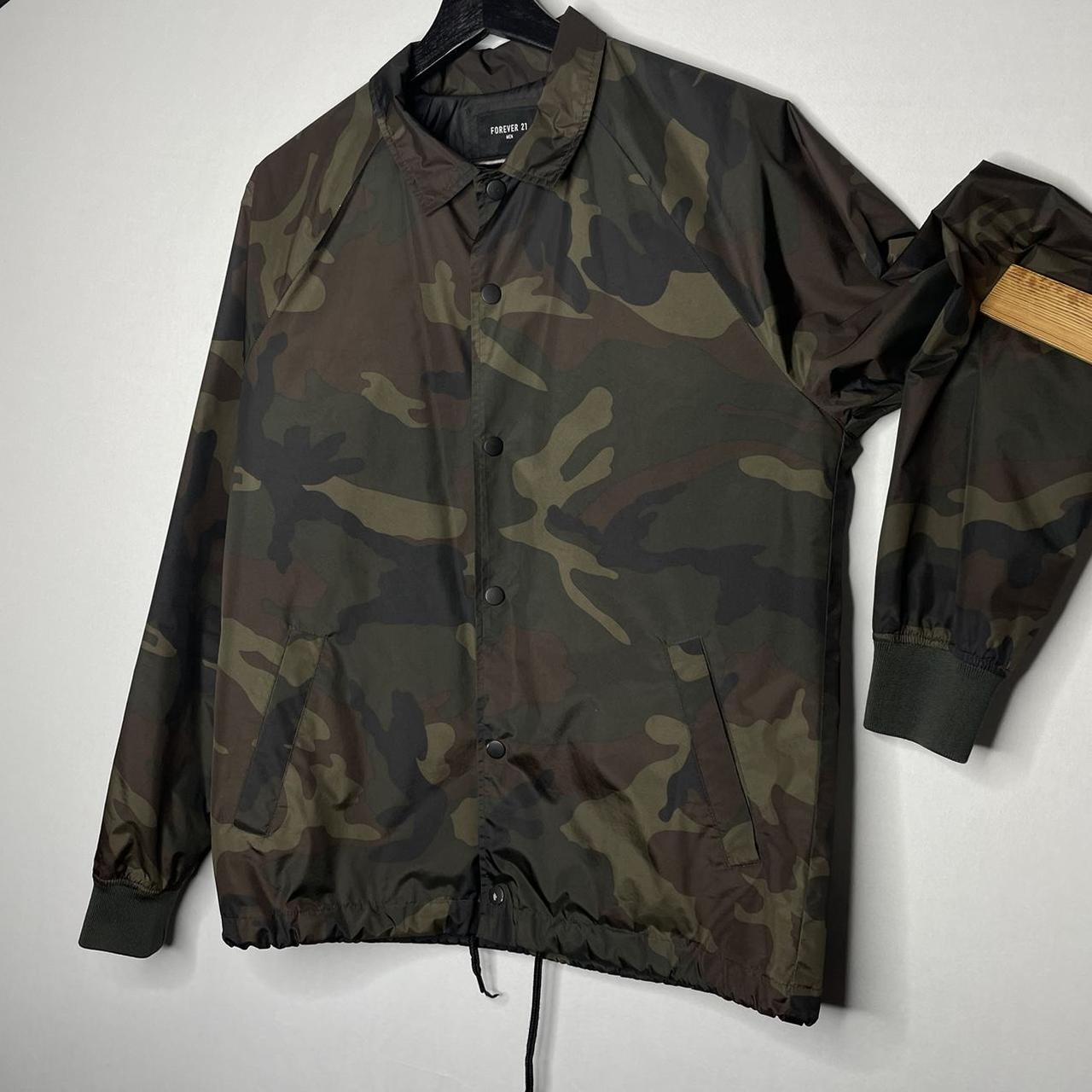 Modern Forever 21 Camouflage Button-Up Windbreaker... - Depop