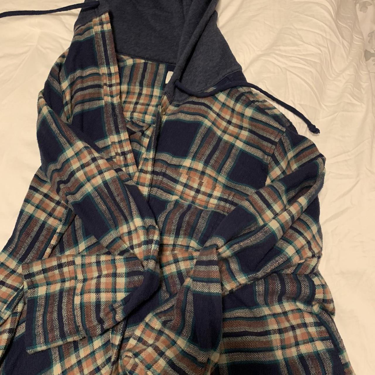 American eagle flannel hoodie americaneagle... Depop