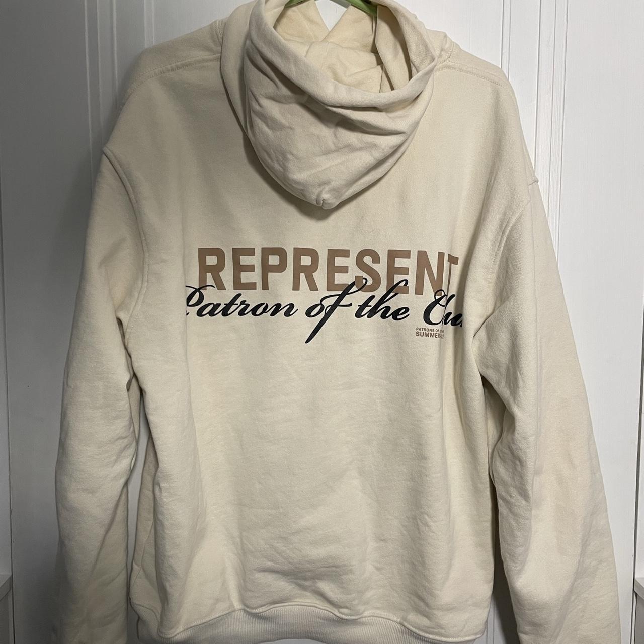 Represent Men's Cream and Black Hoodie Depop