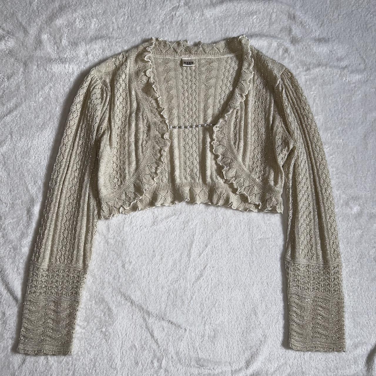 axes femme cream knit bolero cardigan. made with... Depop