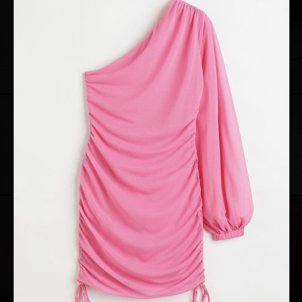 h&m oneshoulder hot pink dress size xs perfect... Depop