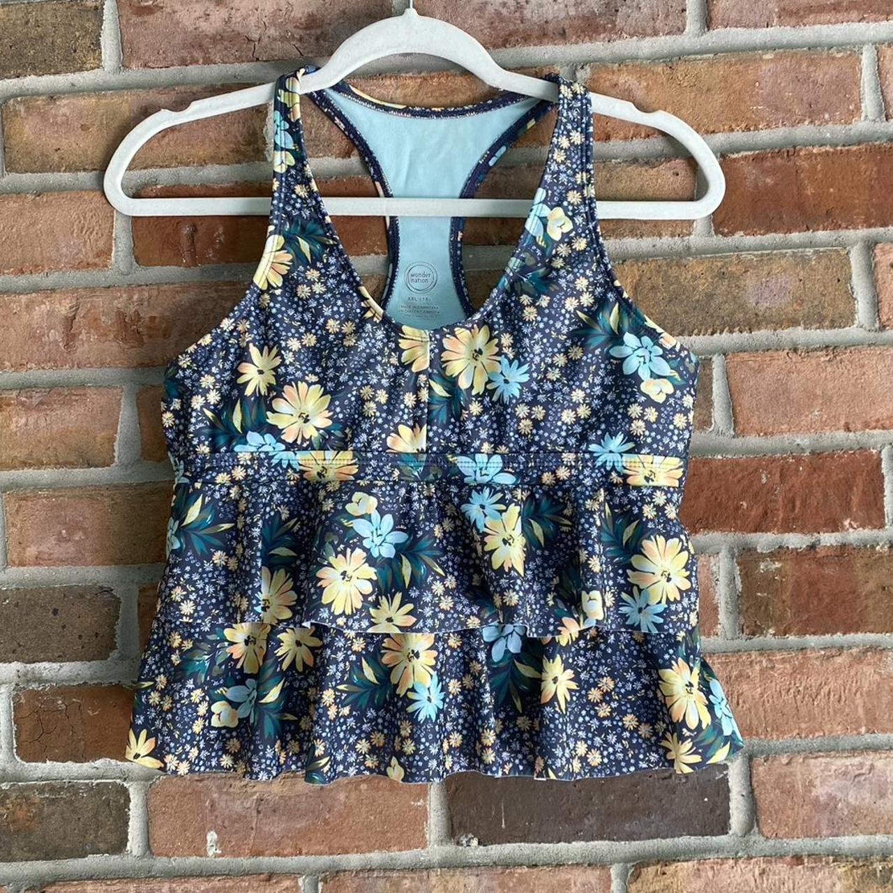 Floral ruffle exercise top Cute workout sports bra / - Depop