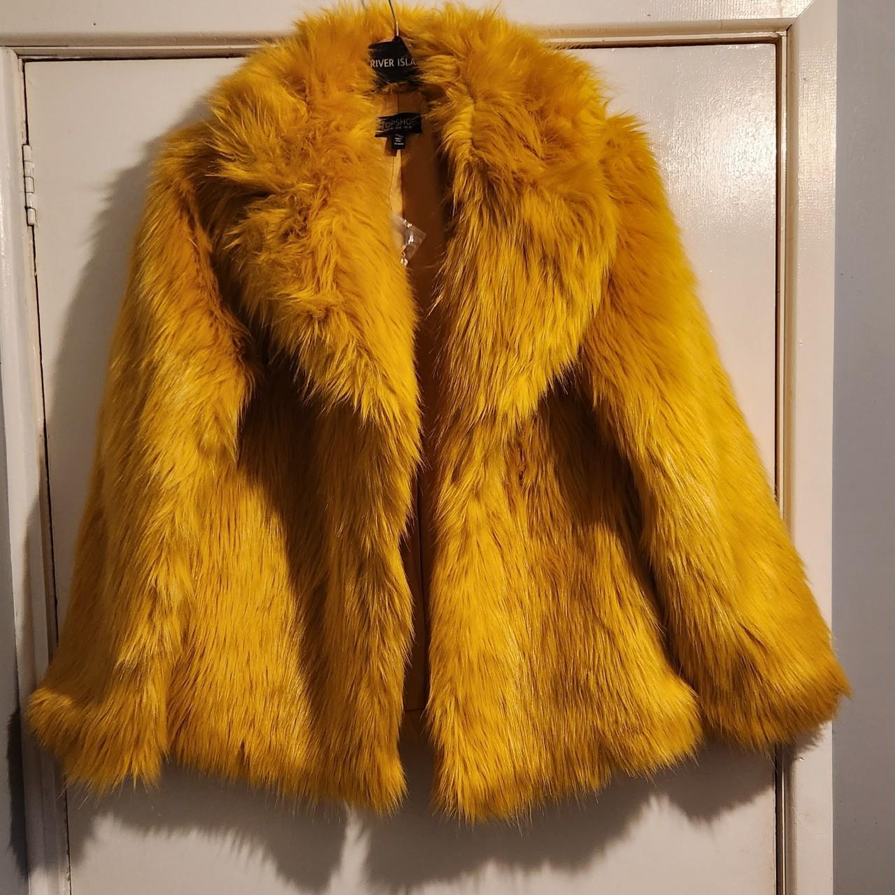 Topshop yellow clearance fur coat