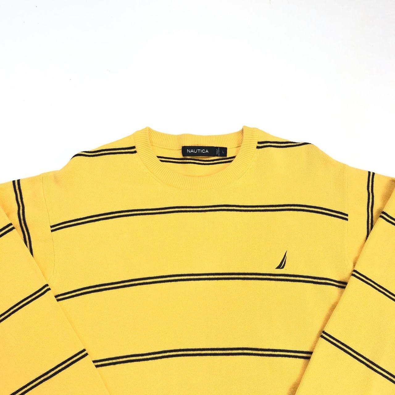 Nautica Men's Yellow and Navy Sweatshirt | Depop