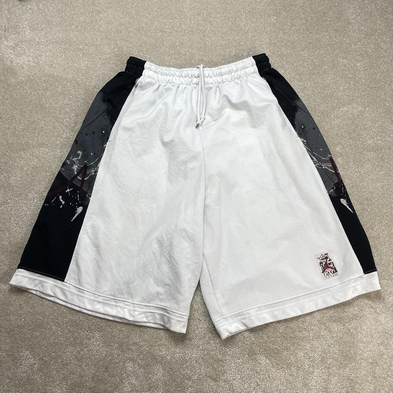 WHITE JORDAN SHORTS Sport Shorts with swoosh logo,... - Depop