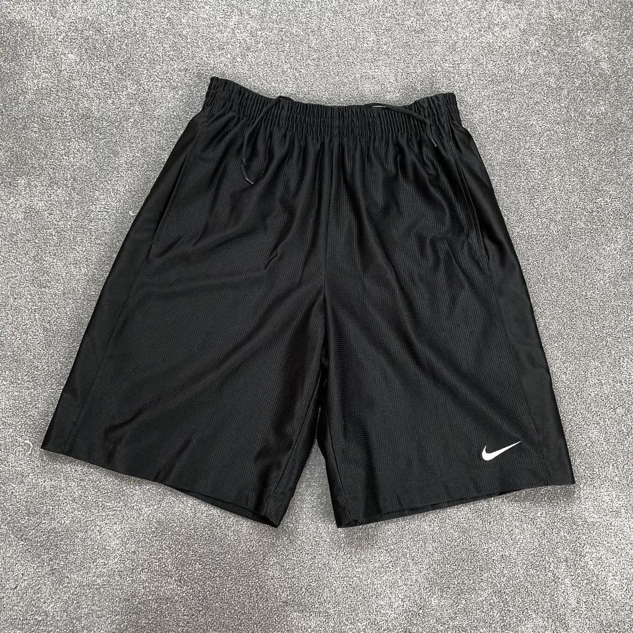 BLACK WHITE NIKE SHORTS Sport Shorts with swoosh... - Depop