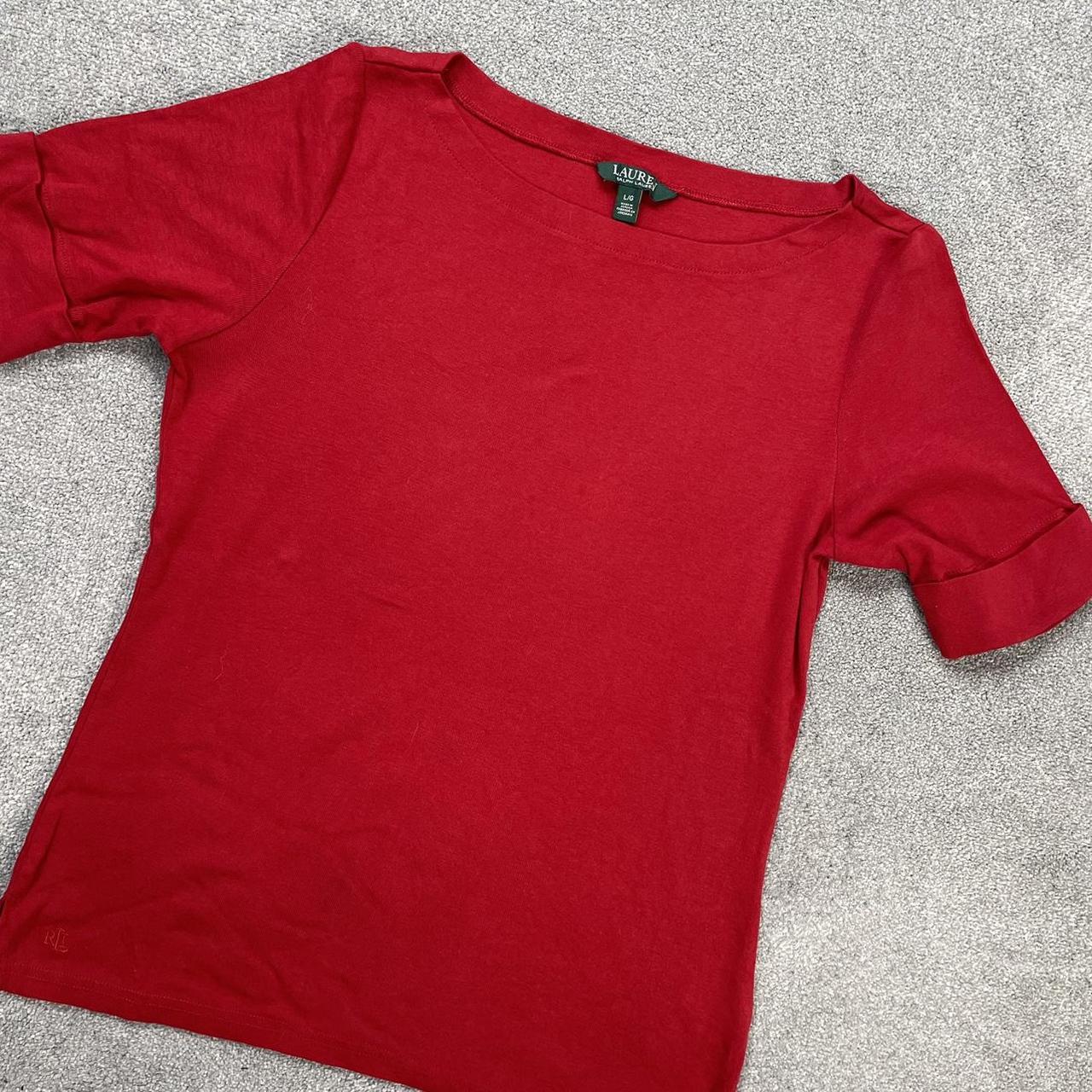 RALPH LAUREN RED T SHIRT Crewneck shirt with... - Depop