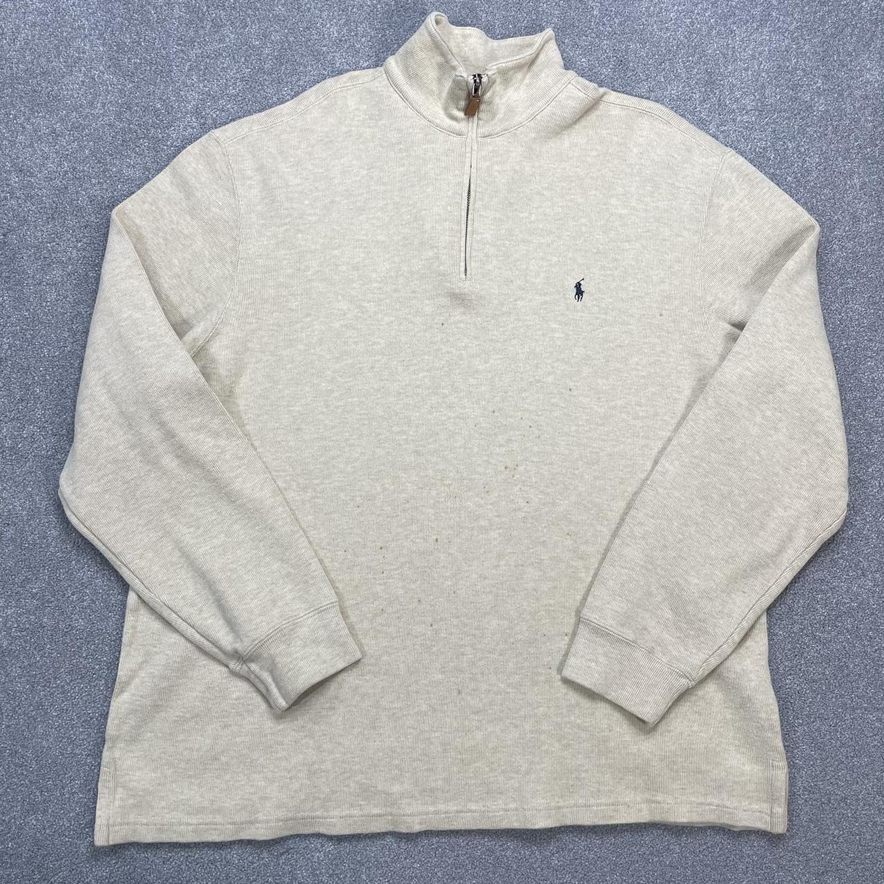 CREAM POLO RALPH LAUREN SWEATSHIRT Zip Crewneck... - Depop