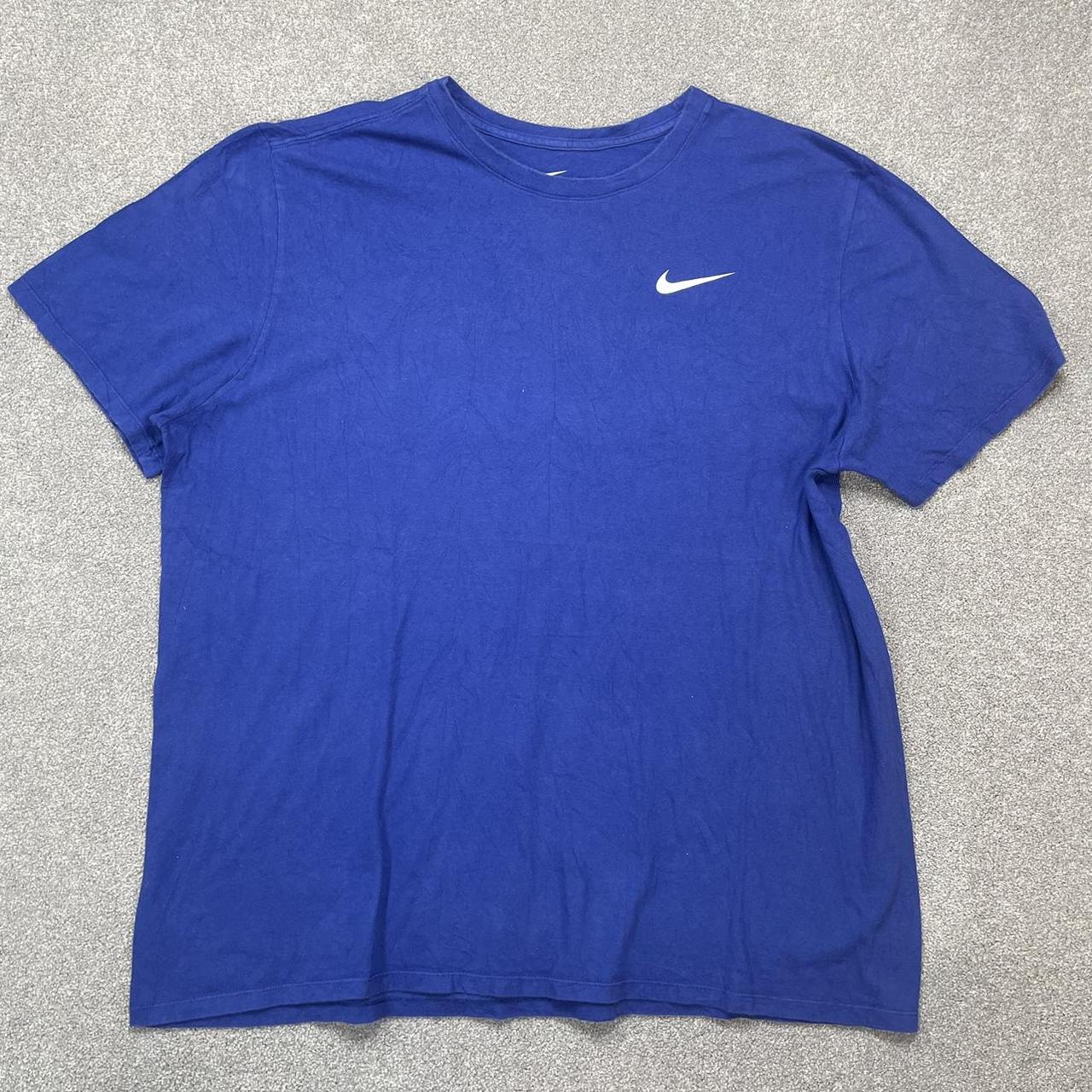 BLUE NIKE SWOOSH T-SHIRT T shirt with retro logo... - Depop