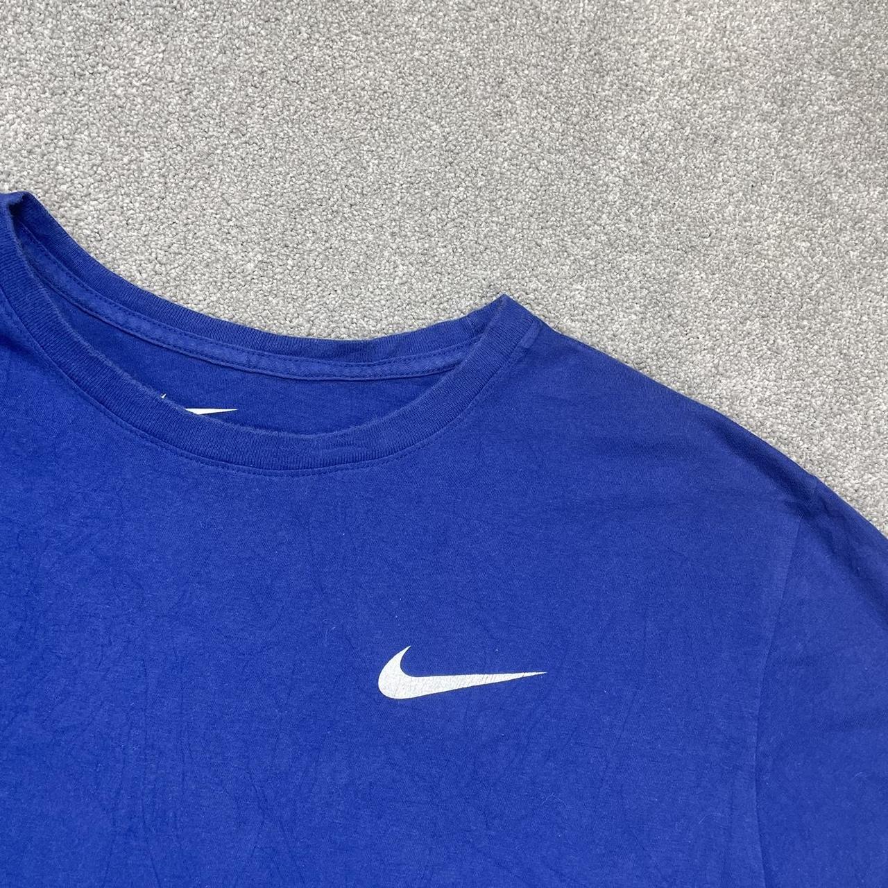 BLUE NIKE SWOOSH T-SHIRT T shirt with retro logo... - Depop