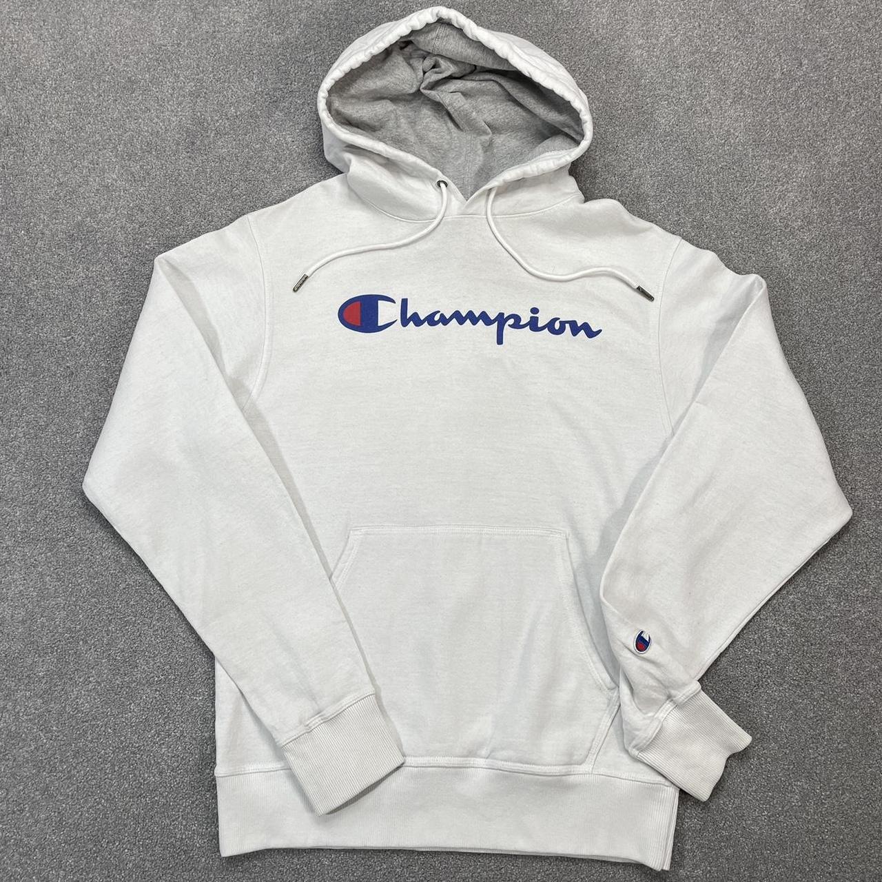 Champion multi logo sleeve on sale hoodie