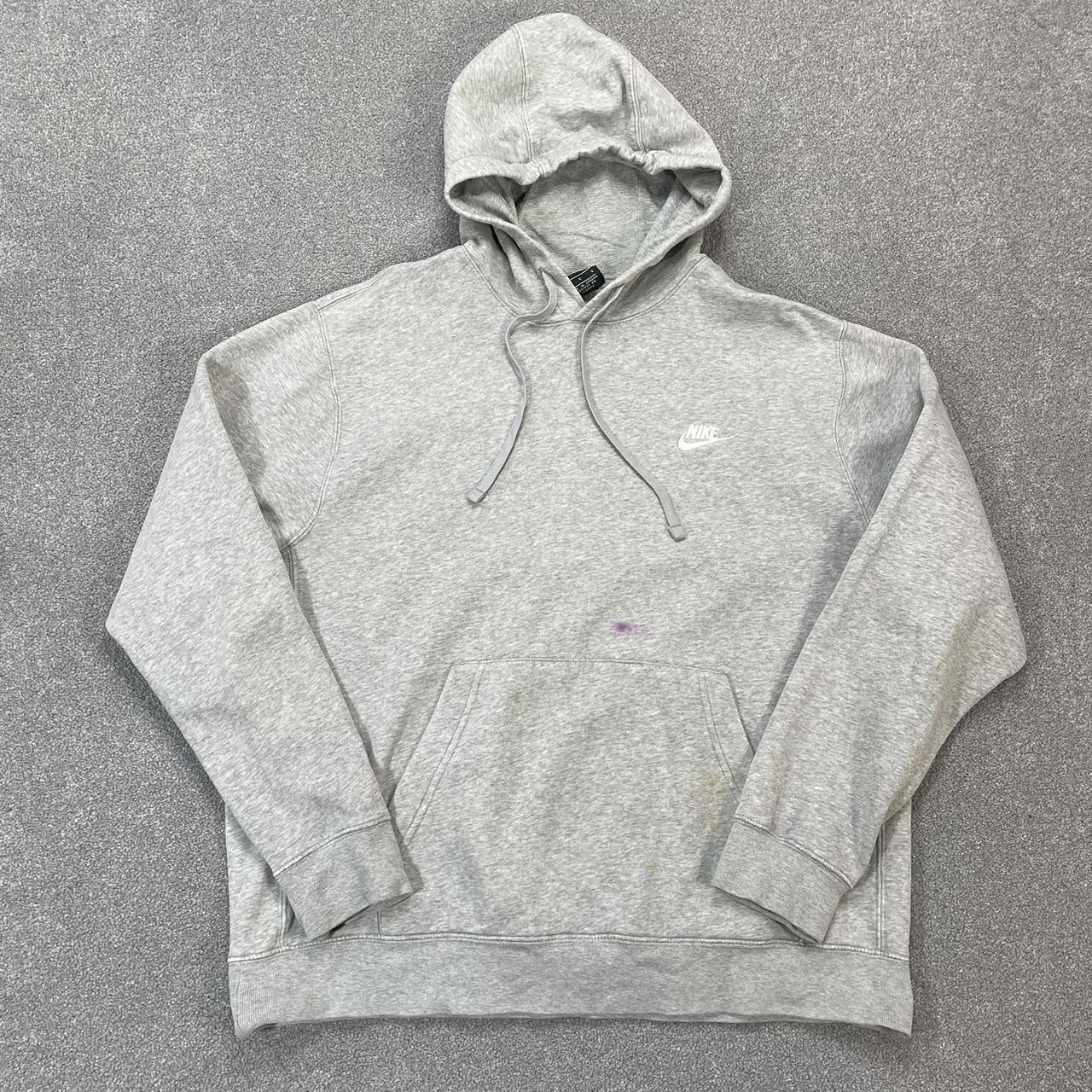 GREY NIKE SWOOSH LOGO HOODIE Crewneck jumper with... - Depop