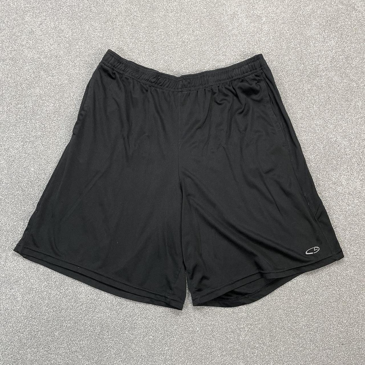 BLACK CHAMPION SHORTS Sport Shorts with retro logo Depop