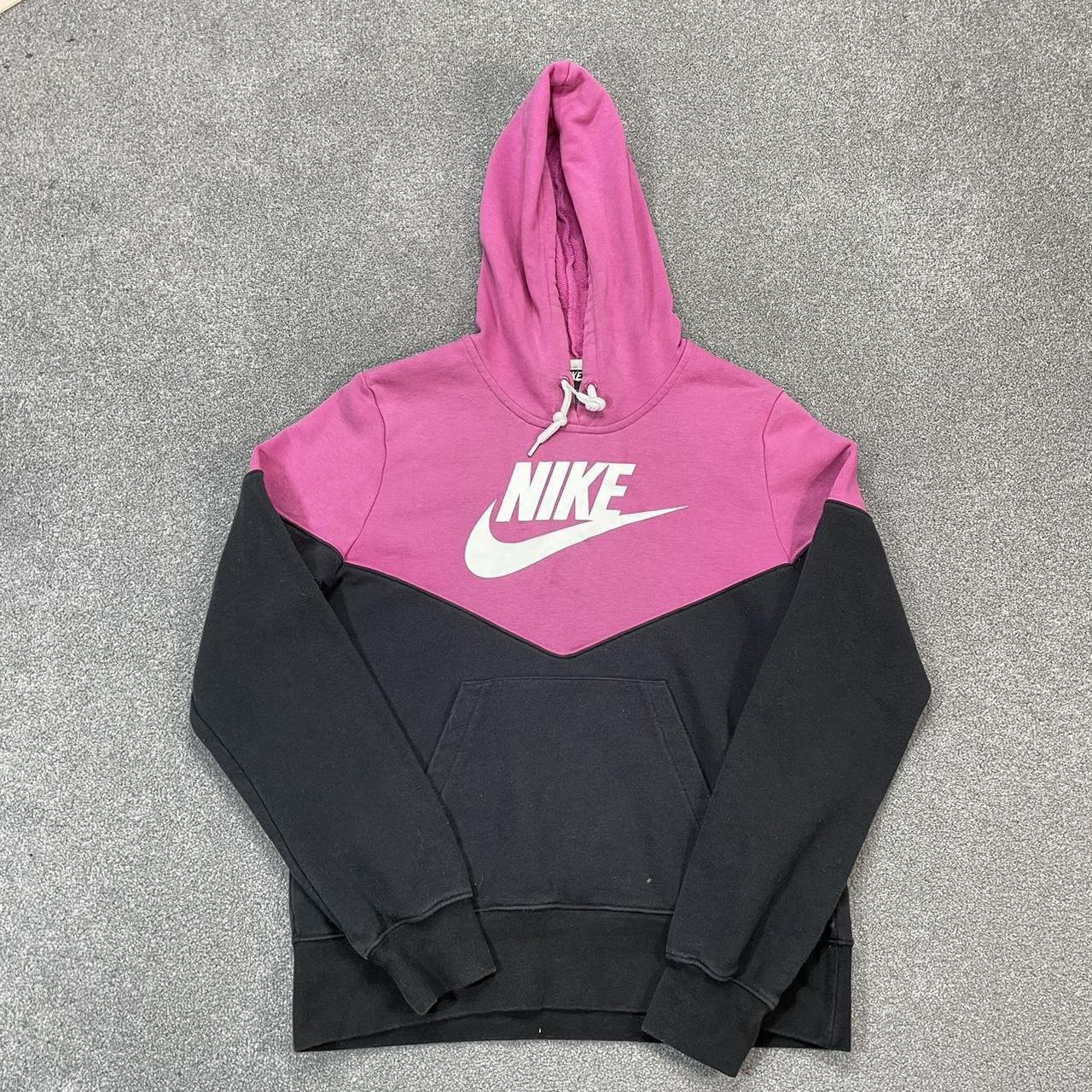 PINK BLACK NIKE HOODIE Crewneck jumper with casual. Depop