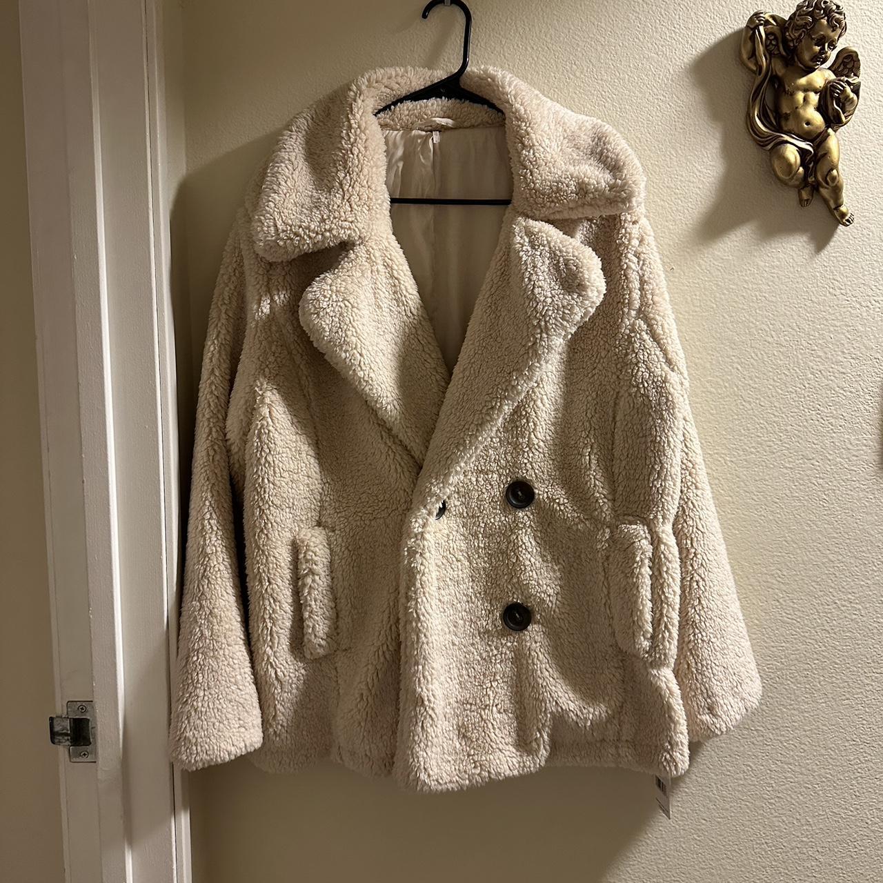 Free People Beige Collared Teddy Coat SZ shops S