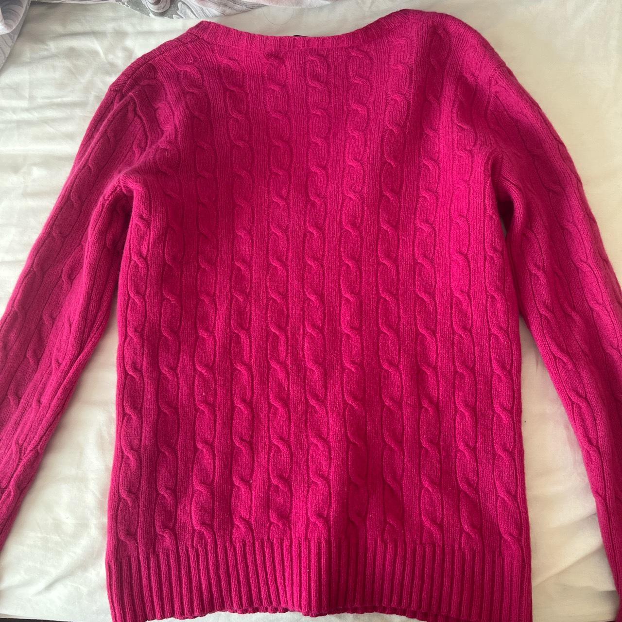 pink ralph lauren cable knit sweater super cute and... - Depop