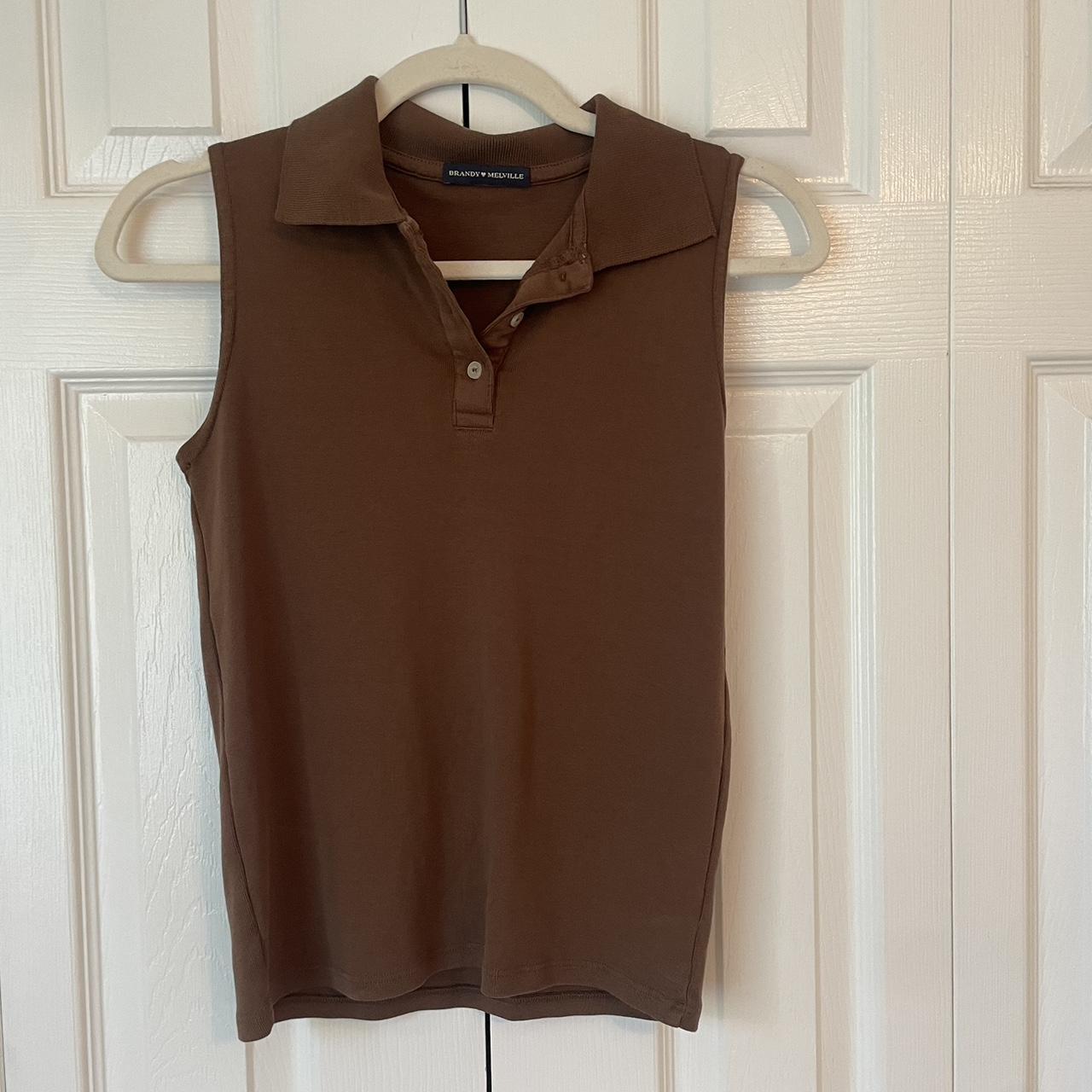 Brandy Melville Women's Brown Poloshirts Depop