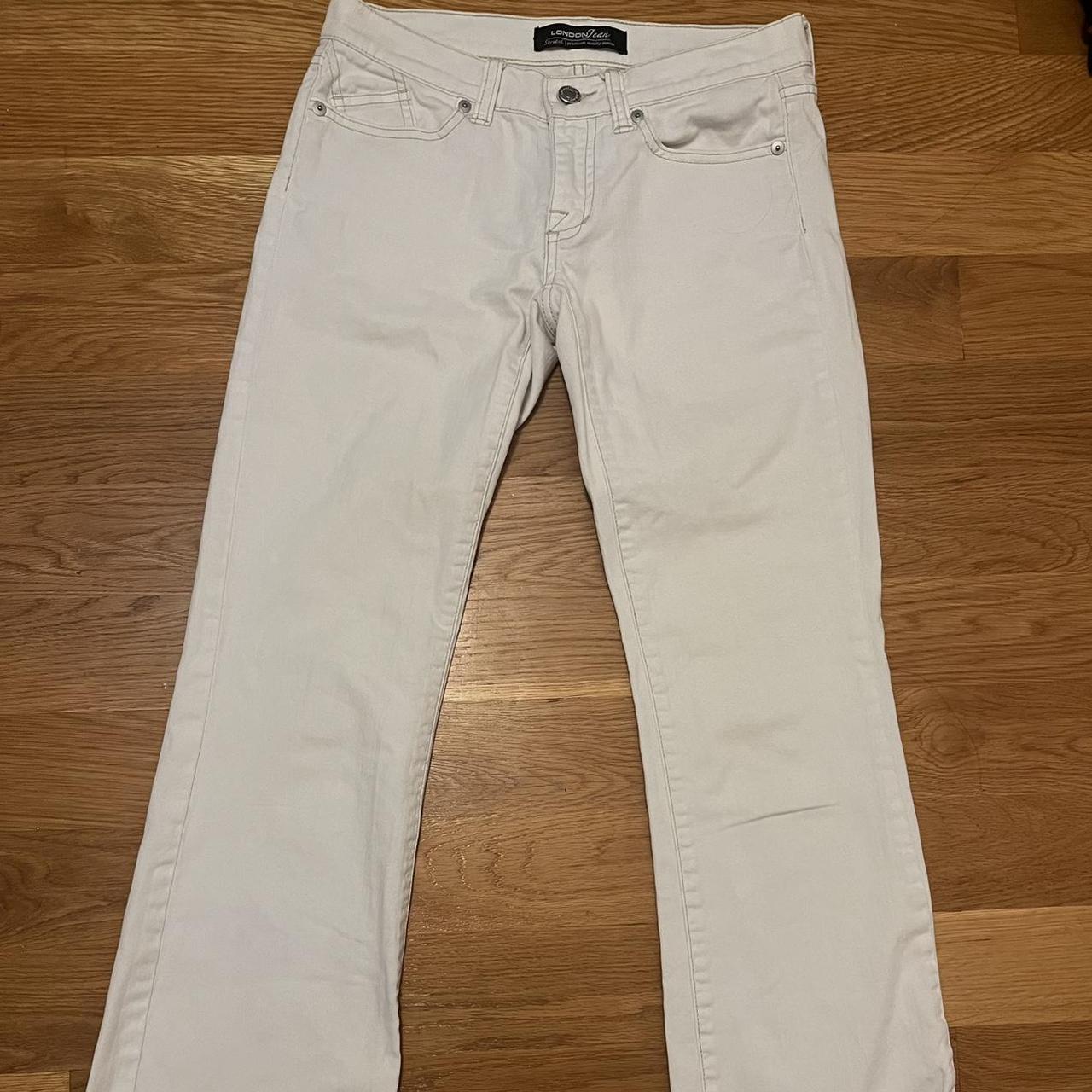 low rise white flare jeans • barely worn • like... - Depop