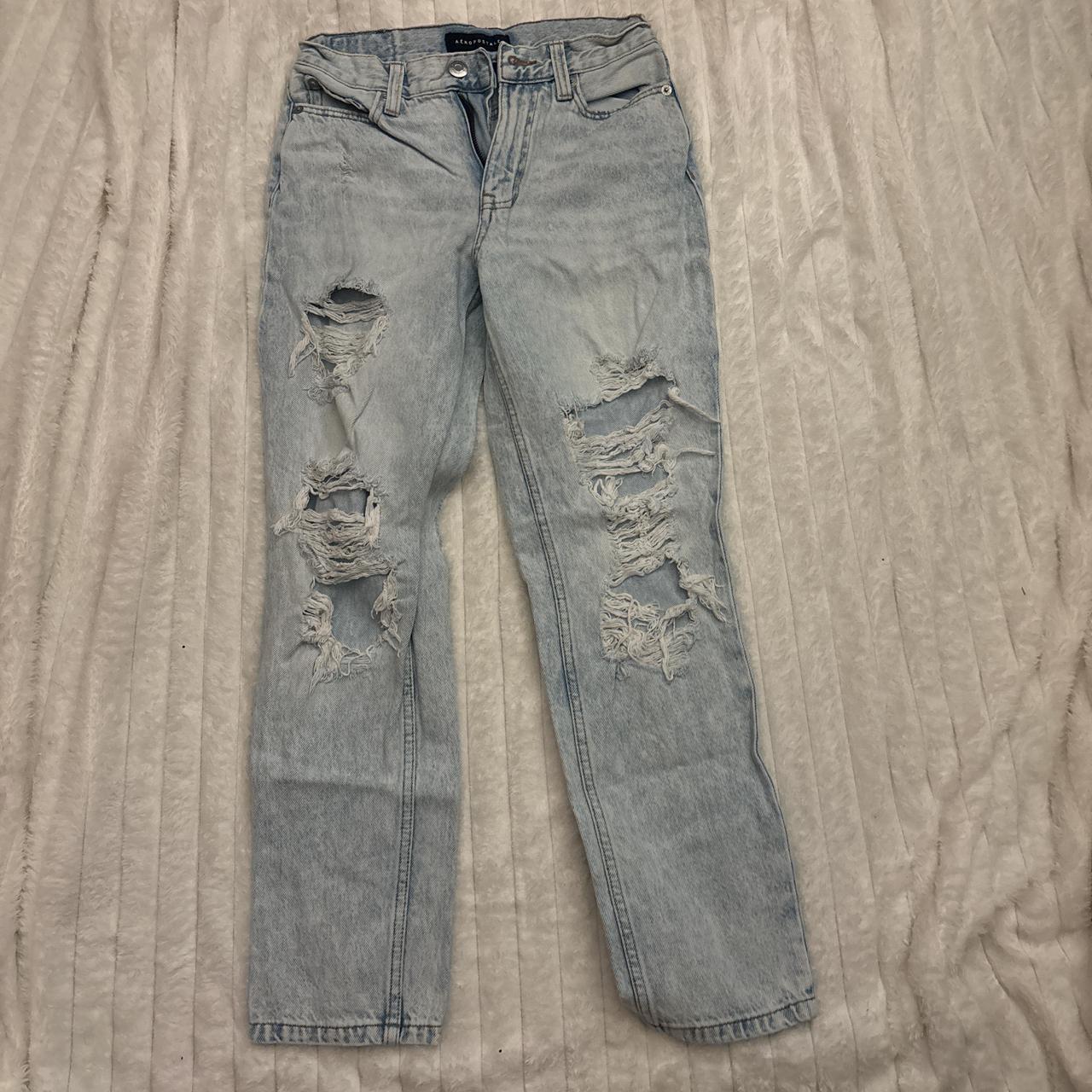 Aeropostale Women's Ripped Jeans Blue – Light wash high