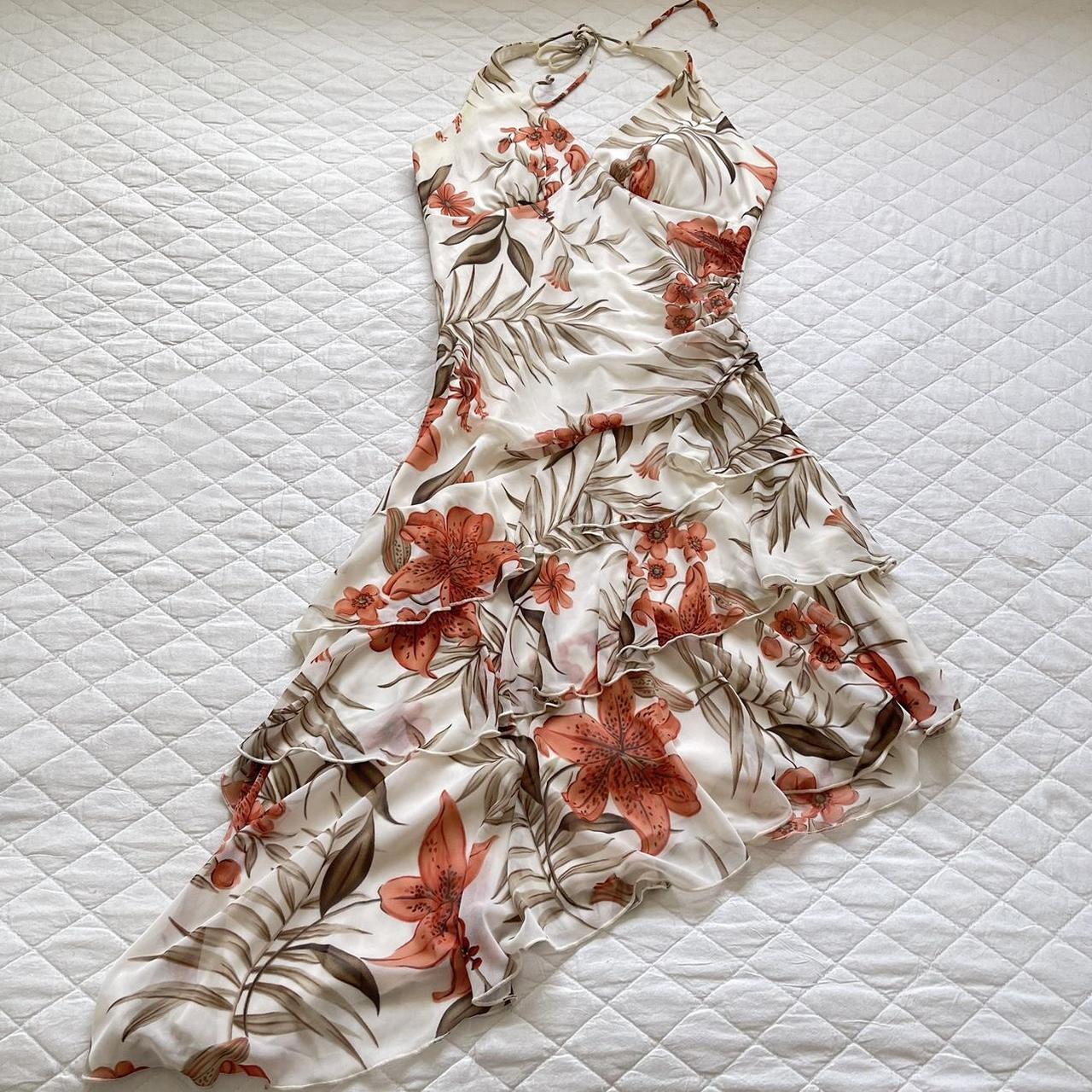 Vintage floral asymmetrical fairy midi dress... - Depop