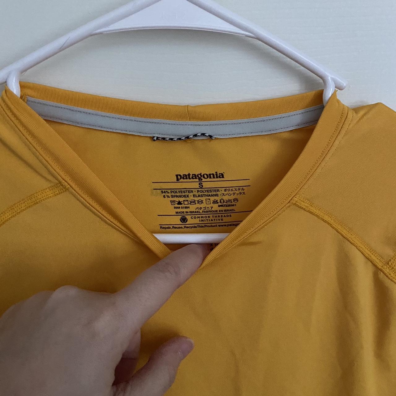 Patagonia dry-fit tee, unisex yellow (men's small, - Depop