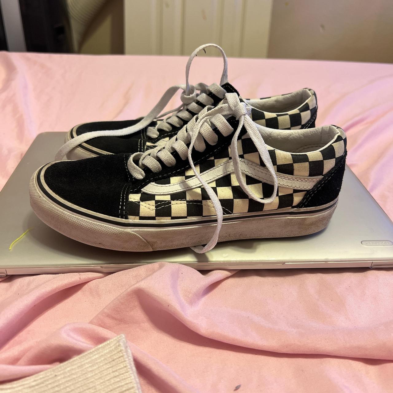 checkered vans size 7 Depop