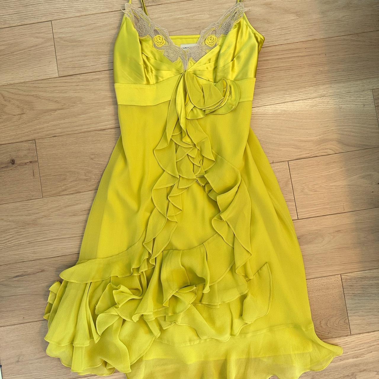 Karen Millen Women's Yellow Dress Depop