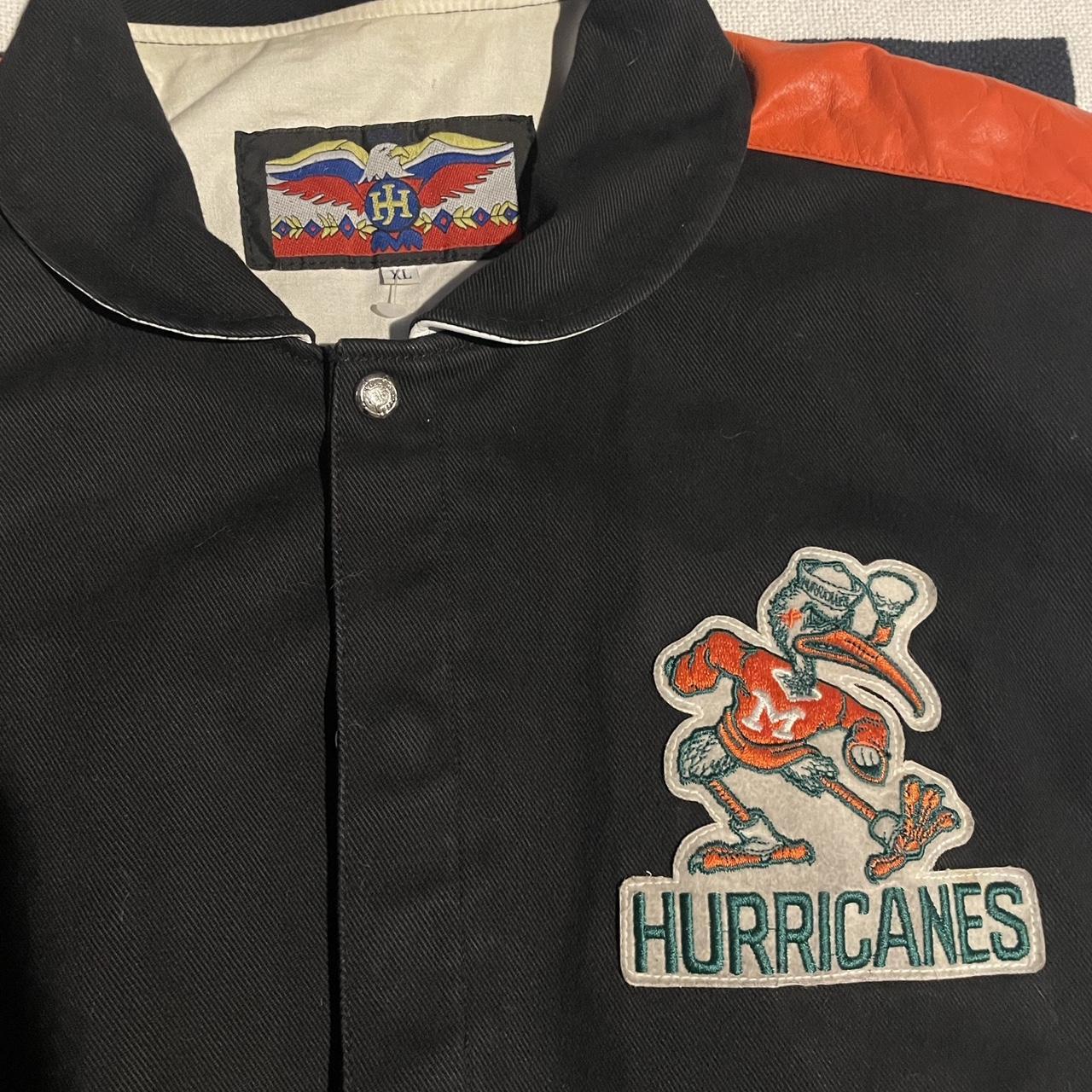 🌴🦅90s VINTAGE JEFF HAMILTON MIAMI CANES VARSITY... - Depop