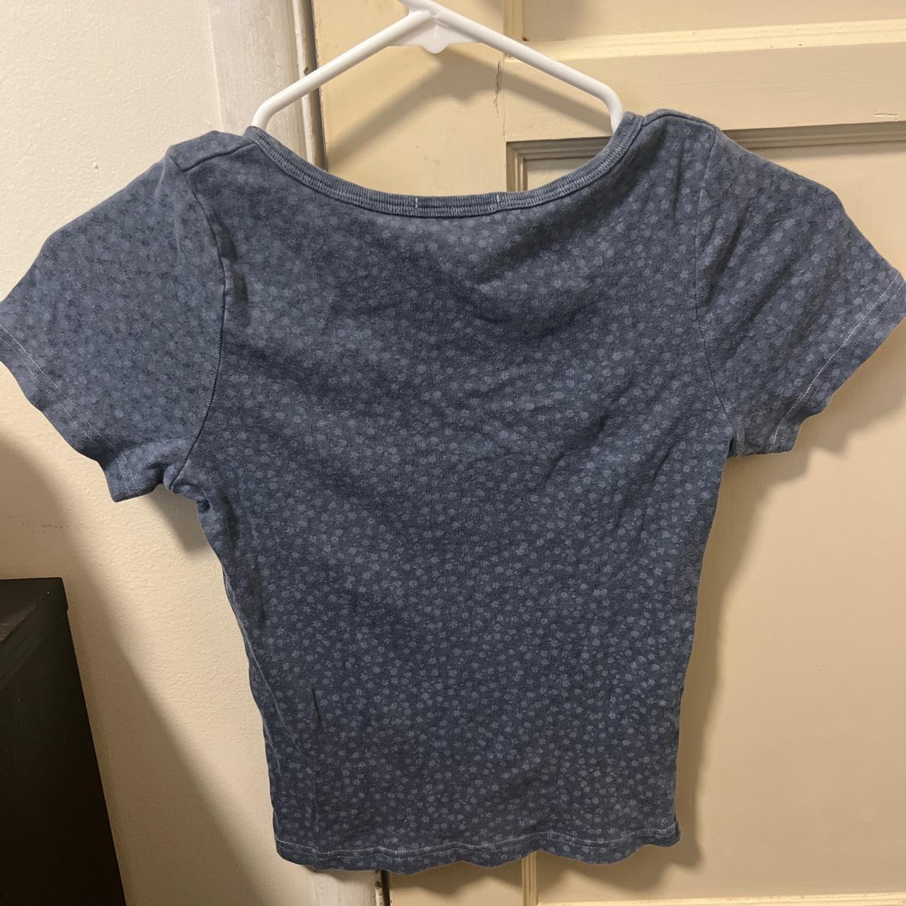 brandy melville blue button top with small flowers... Depop