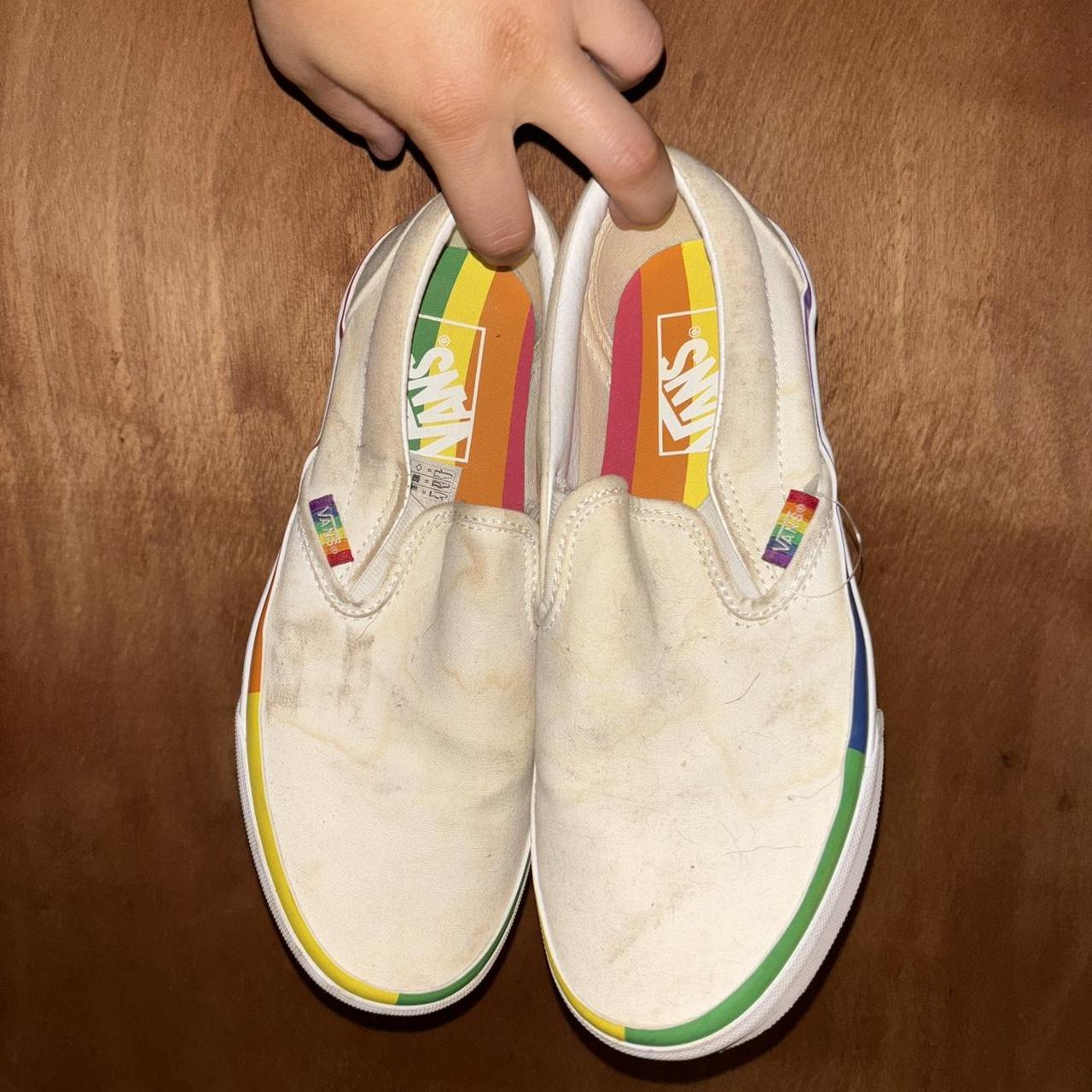 Rainbow vans white best sale