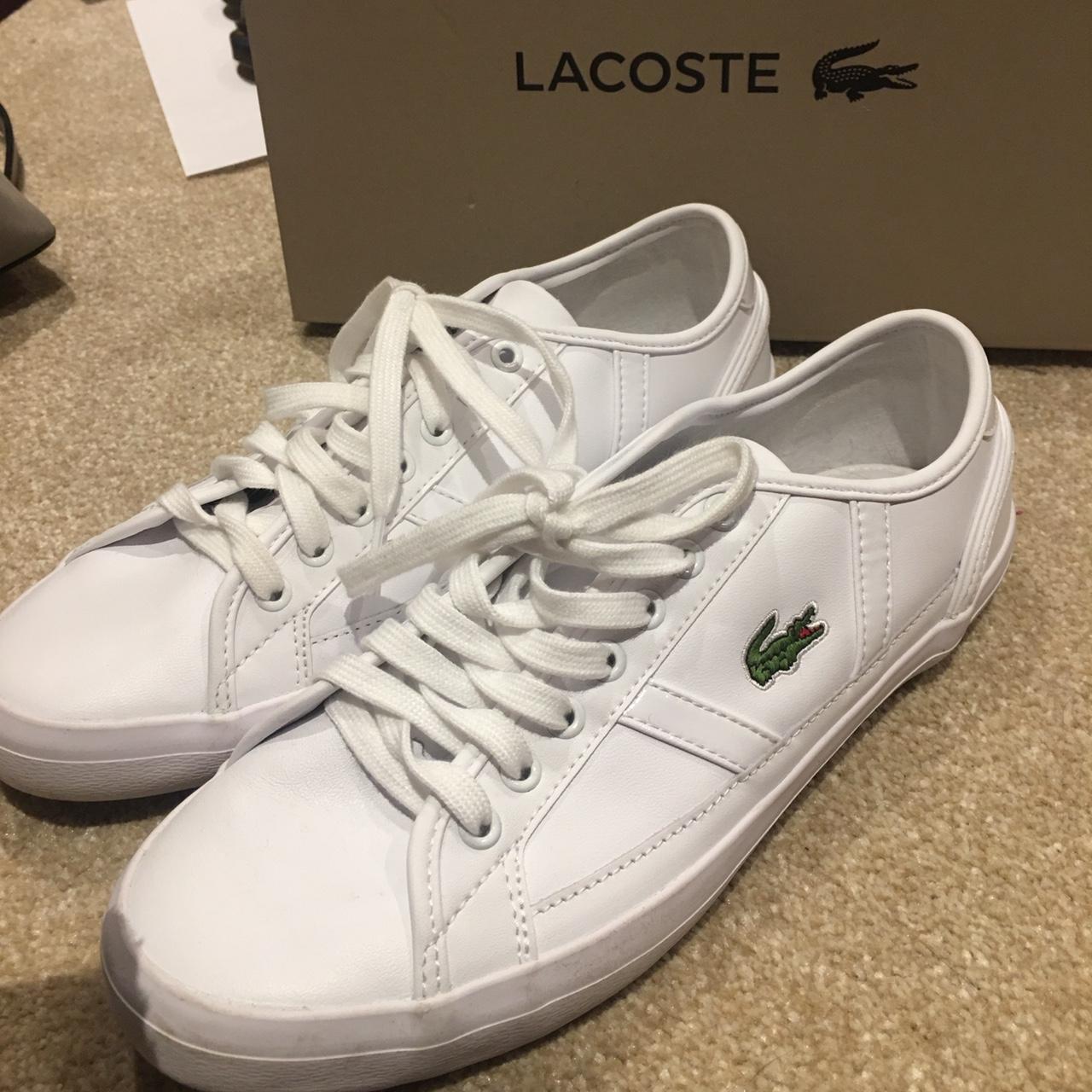 Lacoste white shoes size 6 with box in great. Depop