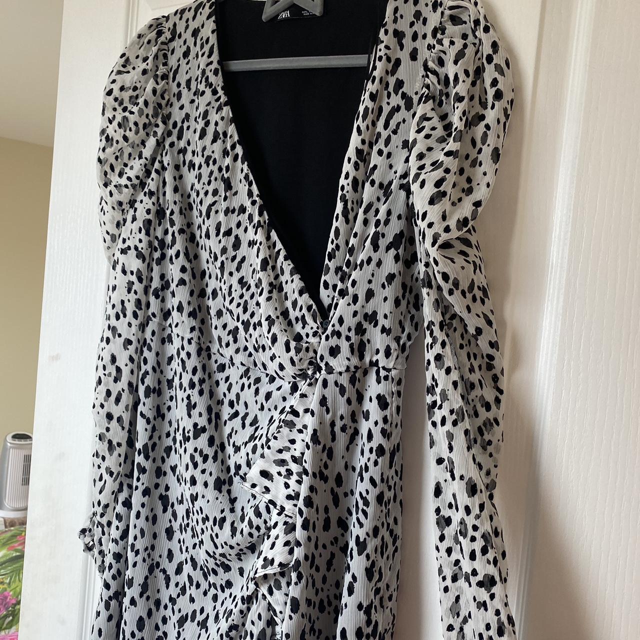 Zara Dalmatian print long sleeve dress size 12 Depop