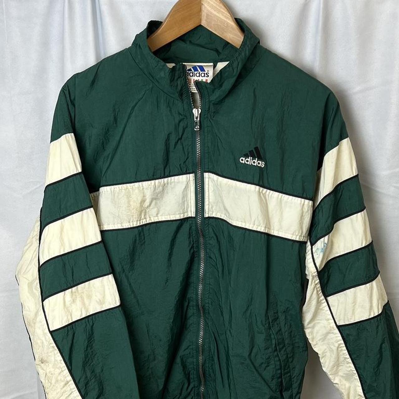 Adidas Men's Green and White Jacket | Depop