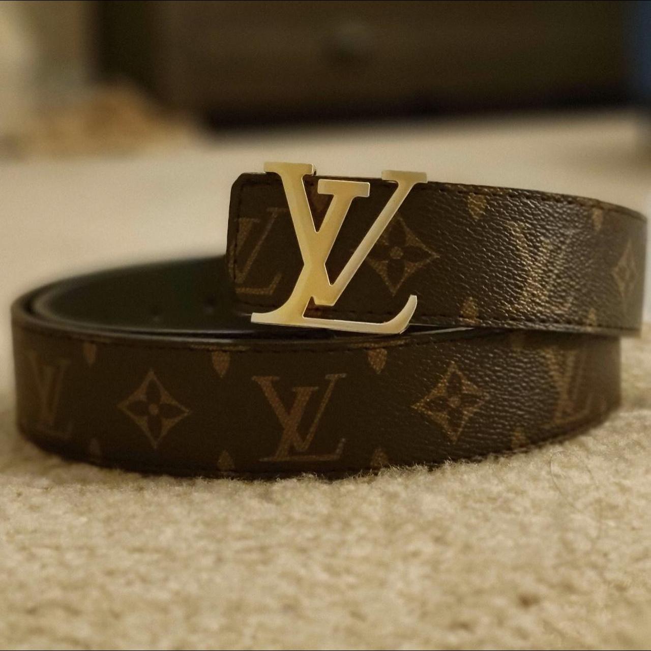 Louis Vuitton Men's Black and Gold Belt | Depop