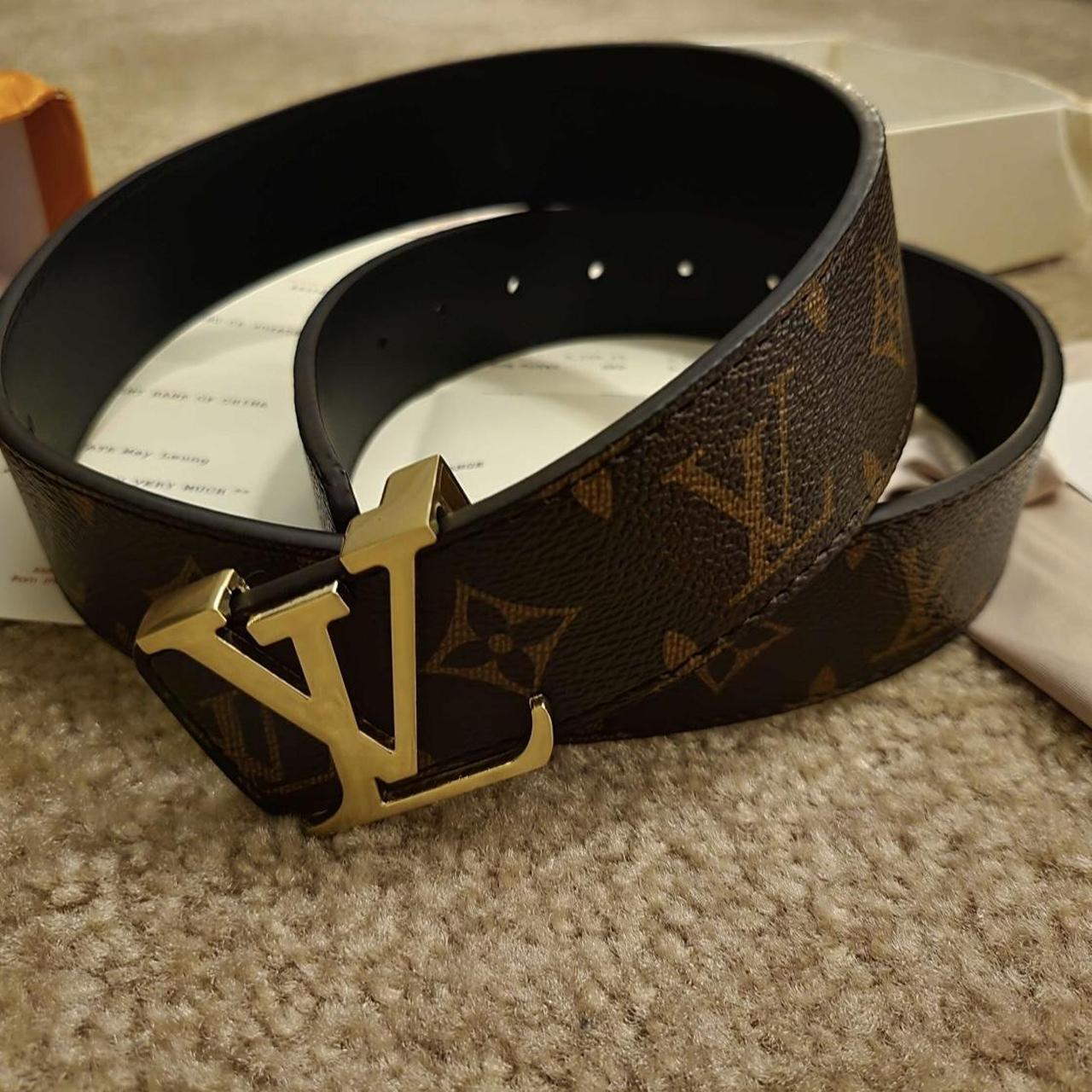 Louis Vuitton Men's Black and Gold Belt | Depop