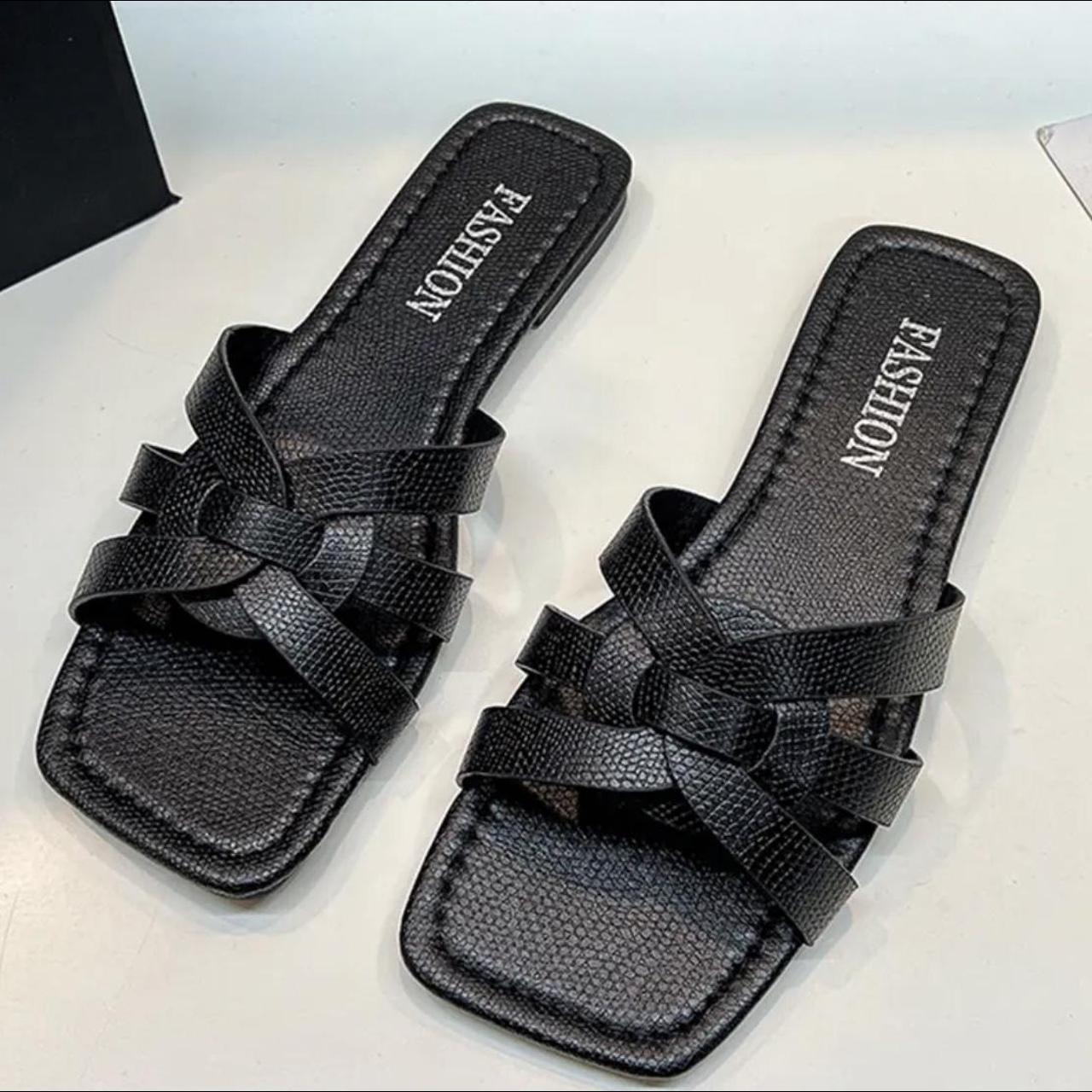 Women's Black Slippers Depop