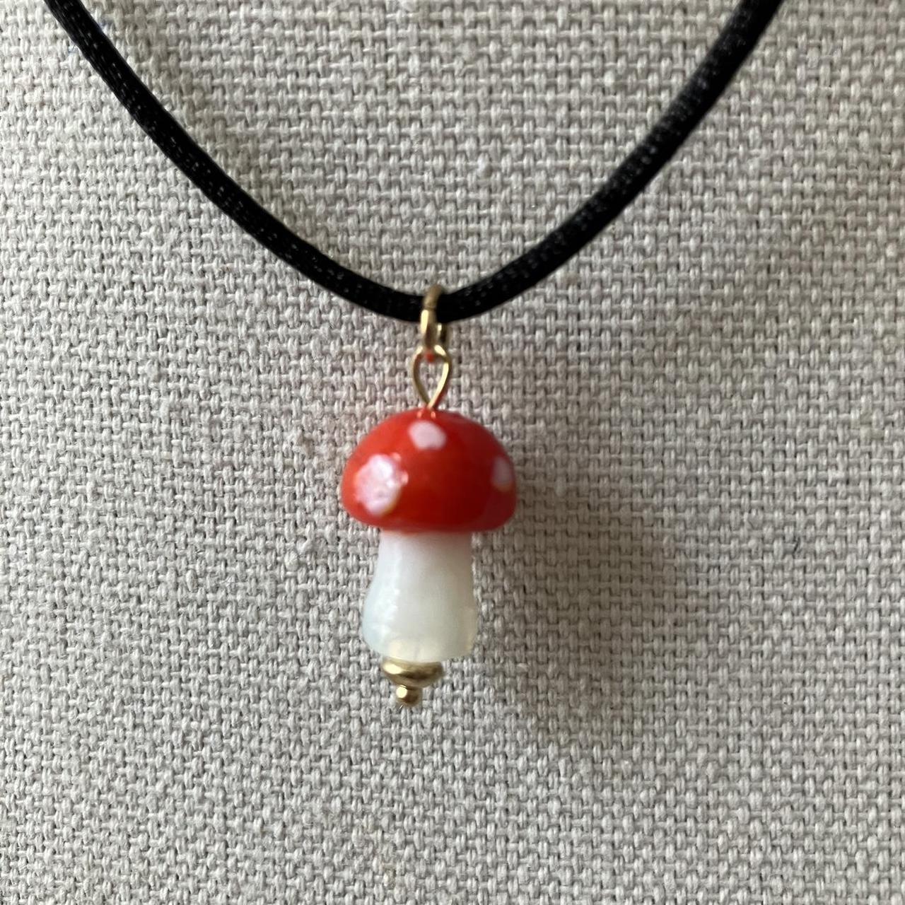 Small Classic Clay and Glass Mushroom Charm Hemp and Macrame Necklace - Etsy