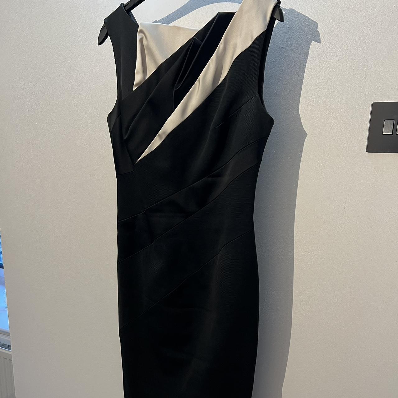 Karen Millen Black and Cream Dress Depop