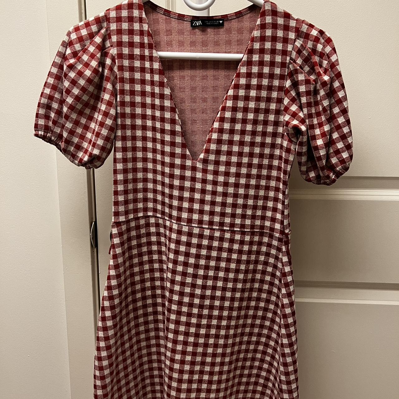 Zara red discount gingham dress